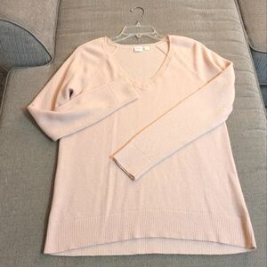 GAP Brooklyn V-Neck Dull Rose Light Pink Merino Wool Nylon Blend Sweater Small